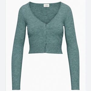 Wilfred (Aritzia) Santorini Teal Long Sleeve Cropped Cardigan